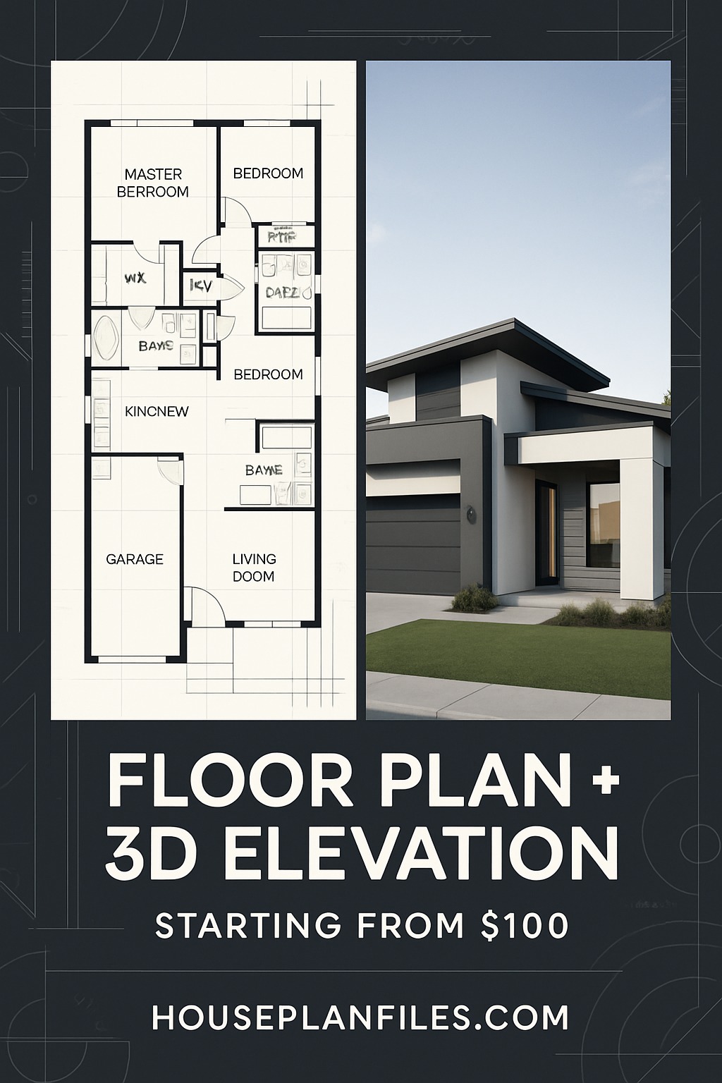 floor plan with 3d elevation design, image size:1024x1536